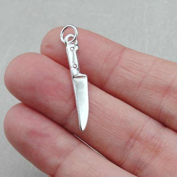 Miniature Knife Charm, Silver Kitchen Knife Charm for Necklace