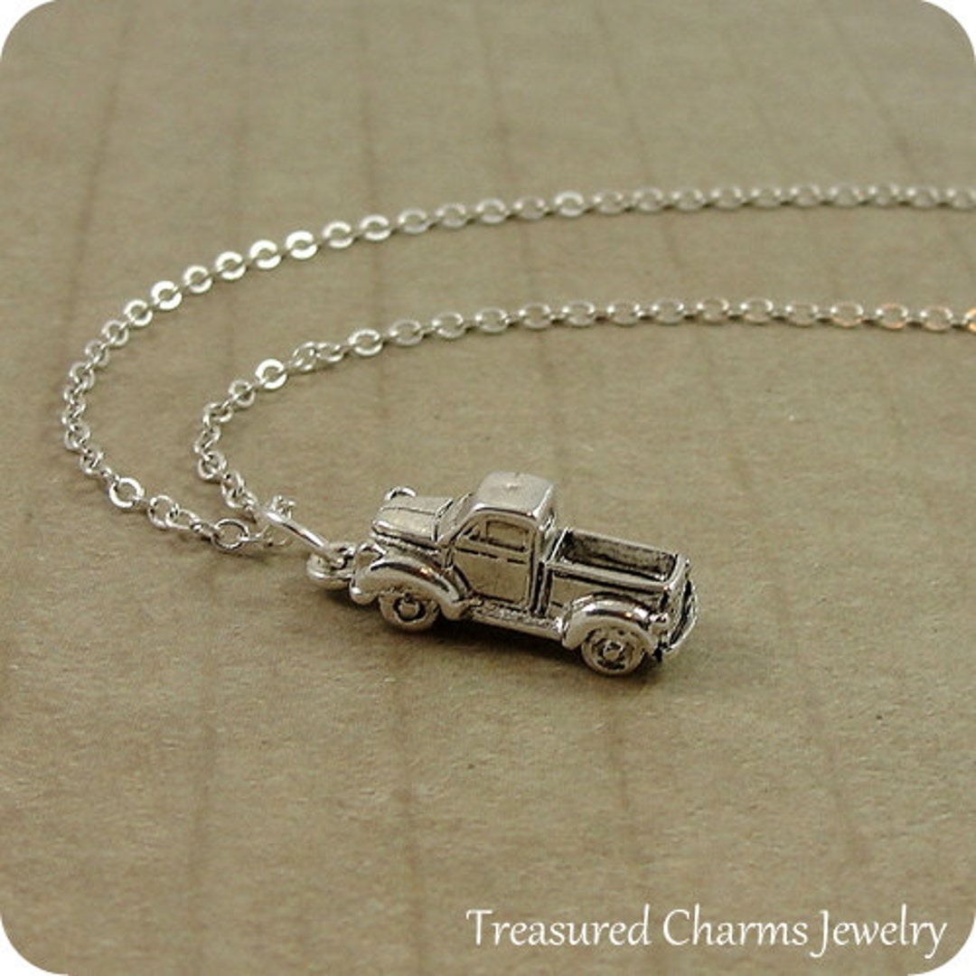 Pickup Truck Necklace Silver Old Truck Charm on a Silver Etsy
