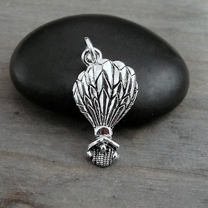 Hot Air Balloon Charm, Silver Plated Hot Air Balloon Pendant for Necklace or Bracelet, Ballooning Charm, Travel Charm, Adventure Charm