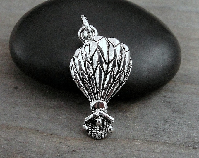 Hot Air Balloon Charm, Silver Plated Hot Air Balloon Pendant for Necklace or Bracelet, Ballooning Charm, Travel Charm, Adventure Charm