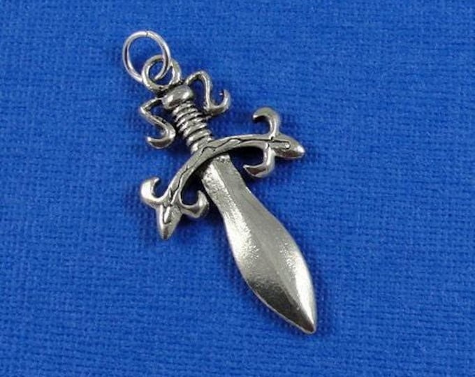 Dagger Sword Charm - Silver Plated Dagger Charm for Necklace or Bracelet