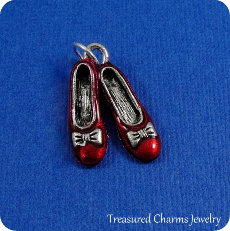 Ruby Slippers Charm Silver Plated Ruby Red Slippers Charm Etsy