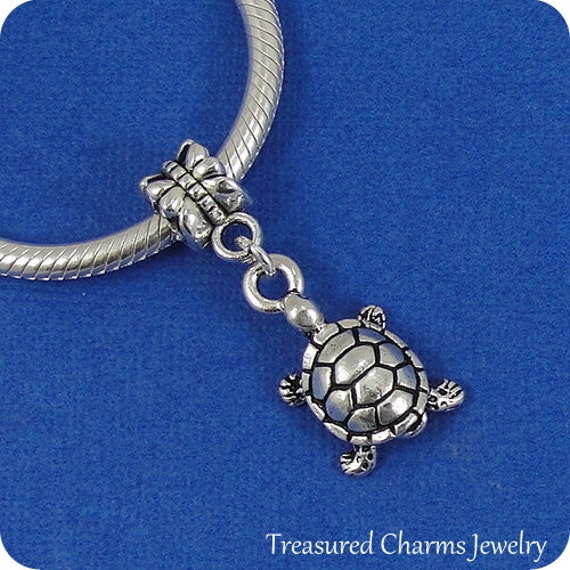 Turtle European Dangle Bead Charm Silver Turtle Charm for | Etsy