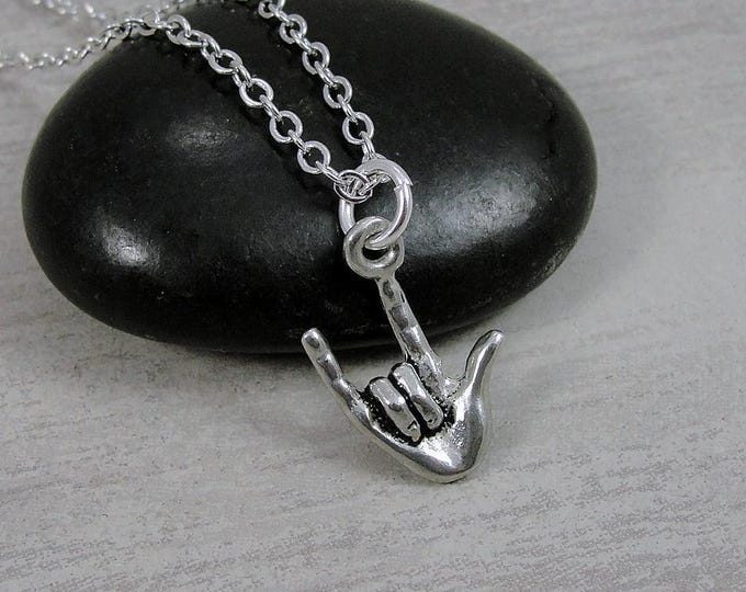 Silver 'I Love You' Sign Language Necklace, Sign Language Charm, Valentine's Day Gift, I Love You Necklace , I Love You Charm