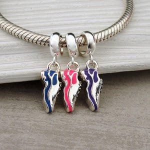 Running Shoe European Charm, Pink Running Shoe Charm, Blue Running Shoe Charm, Purple Running Shoe Charm, Runner Charm, Marathon Charm