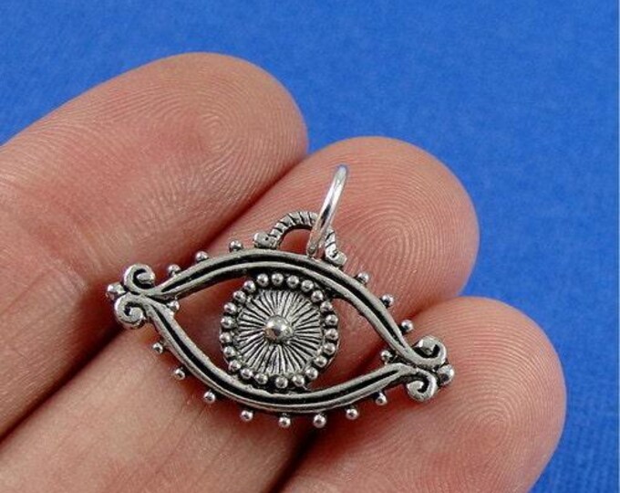 Evil Eye Charm - Silver Plated Evil Eye Charm for Necklace or Bracelet
