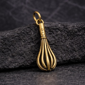 Whisk Charm, Gold Whisk Charm for Necklace or Bracelet, Baking Charm, Chef Charm, Cooking Charm, Kitchen Utensil, Culinary Themed Gift