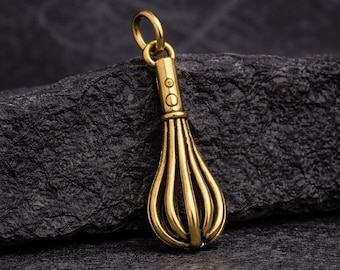 Whisk Charm, Gold Whisk Charm for Necklace or Bracelet, Baking Charm, Chef Charm, Cooking Charm, Kitchen Utensil, Culinary Themed Gift