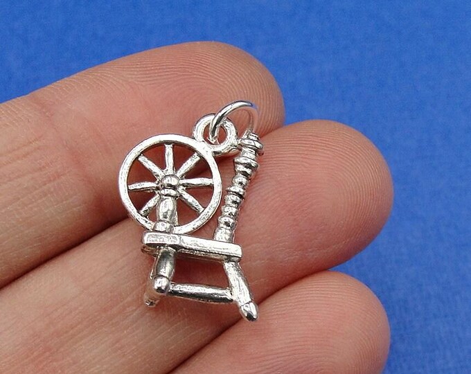 Spinning Wheel Charm - Silver Plated Spinning Wheel Charm for Necklace or Bracelet