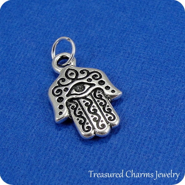 Hamsa Charm - Silver Plated Hamsa Charm for Necklace or Bracelet