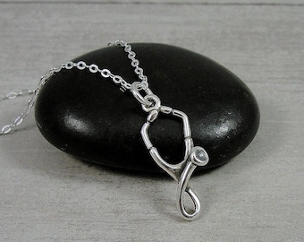 Stethoscope Necklace, 925 Sterling Silver Stethoscope Charm Necklace, Doctor Necklace, Nurse Necklace, Medical Necklace, Nurse Gift
