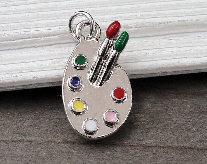 Artist Palette Charm, Silver Paint Palette Charm for Necklace or Bracelet, Artist Charm, Painter Charm, Artist Gift, Painter Gift Jewelry