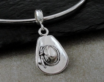 Cowboy Hat European Charm, Silver Cowboy Hat Dangle Charm, 3D Cowboy Hat Charm with Bail, Cowboy Charm, Country Western Charm, Cowboy Gift