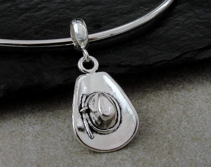 Cowboy Hat European Charm, Silver Cowboy Hat Dangle Charm, 3D Cowboy Hat Charm with Bail, Cowboy Charm, Country Western Charm, Cowboy Gift
