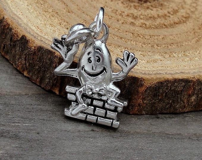 Humpty Dumpty Charm, Silver Plated Nursery Rhyme Charm for Necklace or Bracelet, Fairy Tale Charm, Children's Charm, Humpty Dumpty Gift