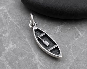 Sterling Silver Canoe Charm, Canoe Pendant, Kayak Charm, Row Boat Charm, Boating Jewelry, Rowing Charm, Outdoor Adventure Gift
