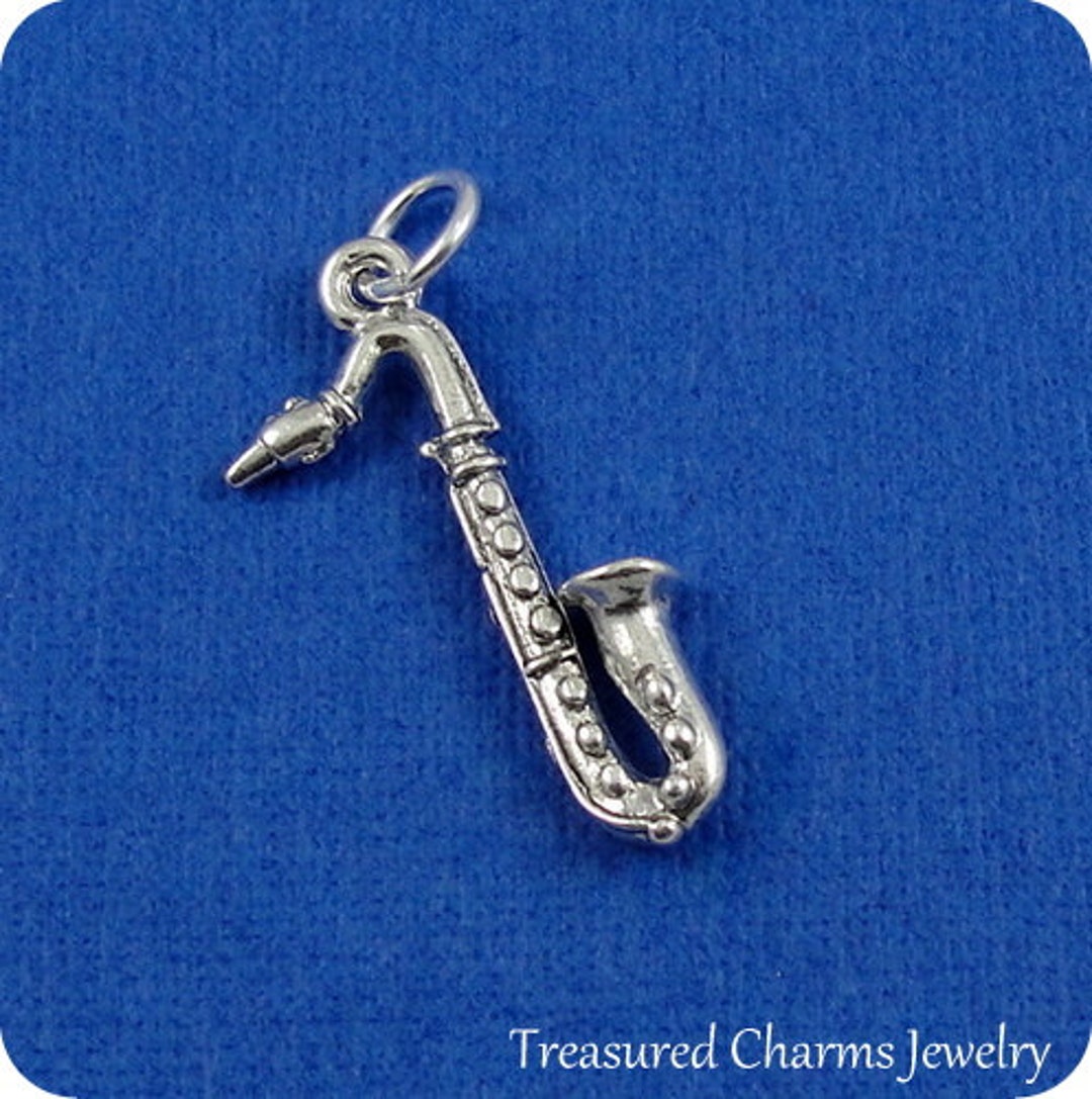 Saxophone Charm Silver Plated Saxophone Charm for Necklace Etsy