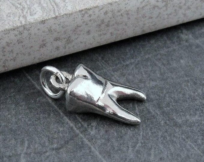 Tooth Charm, Silver 3D Tooth Charm for Necklace or Bracelet, Dentist Charm, Dental Charm, Tooth Pendant, Gift for Dentist, Dentist Jewelry