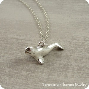 Beluga Whale Necklace, Silver Plated Beluga Whale Charm on a Silver Cable Chain