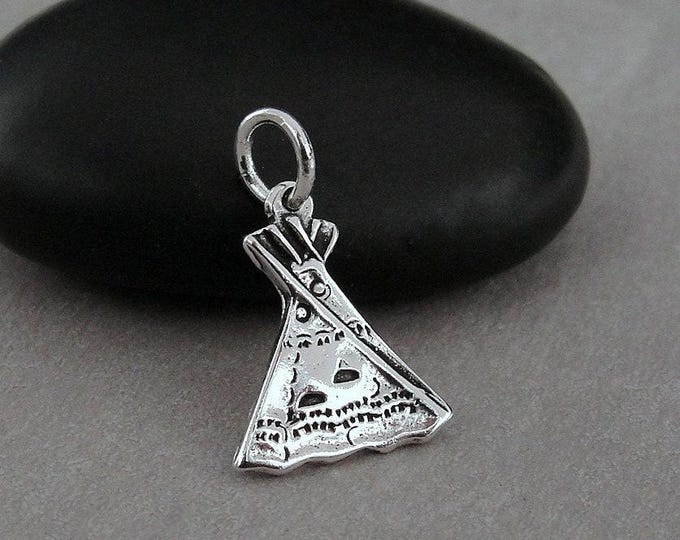 Tepee Charm, Sterling Silver Tipi Charm for Necklace or Bracelet, Teepee Charm, Native American Charm, Southwestern Charm