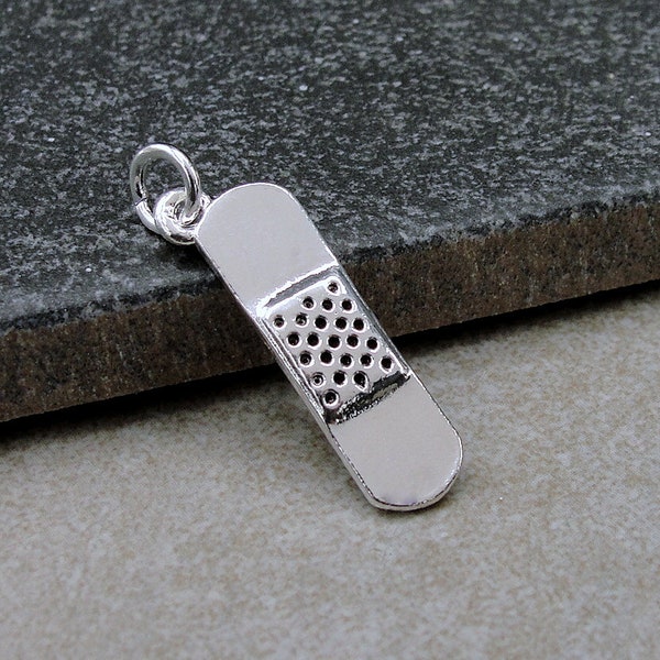 Bandage Charm, Silver Plated Bandage Charm for Necklace or Bracelet, Doctor Charm, Nurse Charm, Injury Charm, Medical Charm, Hospital Charm