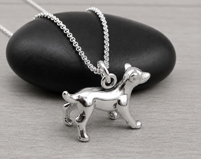 Jack Russell Terrier Necklace, Sterling Silver 3D Jack Russell Pendant, Dog Lover Jewelry, Terrier Necklace, Jack Russell Gift