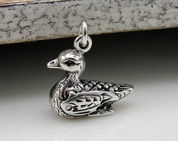 Mallard Duck Charm, Sterling Silver Duck Necklace Charm, 925 Duck Necklace, 3D Duck Charm, 3D Duck Pendant, Duck Gift, Duck Jewelry