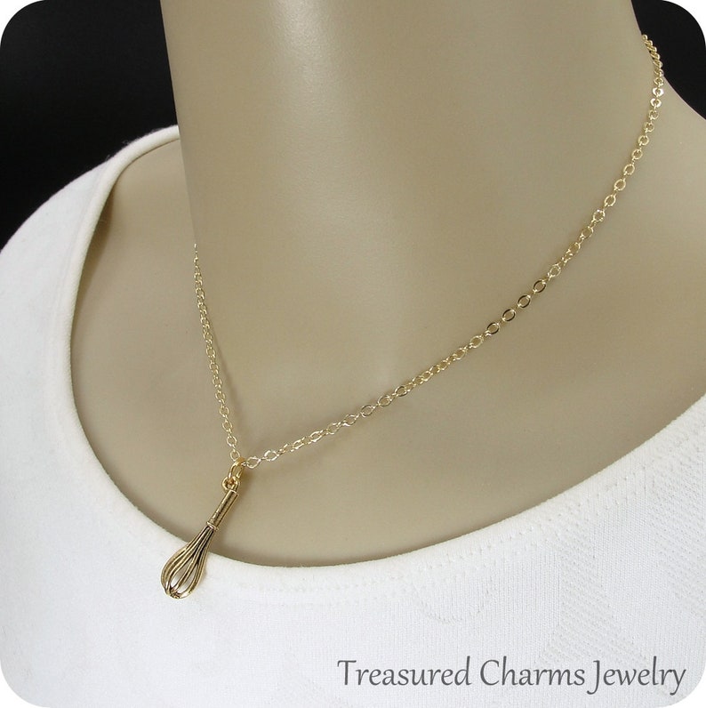Whisk Necklace Gold Whisk Charm Necklace Baking Necklace Etsy