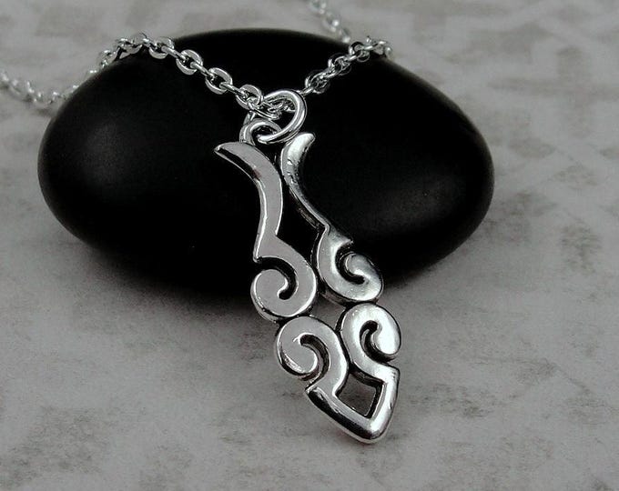 Silver Ichthus Fish Necklace, Jesus Fish Necklace, Christian Fish Charm Necklace, Religious Charm, Ichthys Fish Charm, Christian Necklace