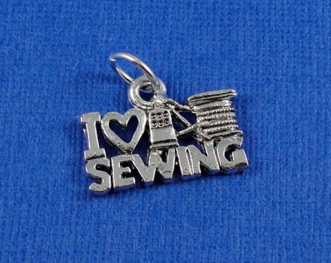 Love Sewing Charm - Silver Sewing Charm for Necklace or Bracelet