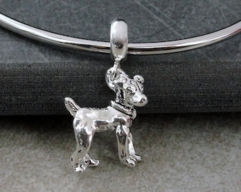 Jack Russell Terrier European Charm, Silver Jack Russell Dangle Charm, Jack Russell Charm with Bail, Jack Russell Dog Gift, Large Hole Bead