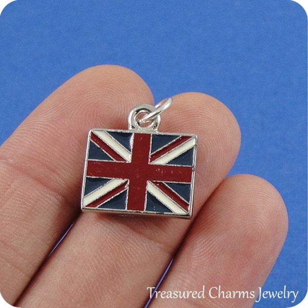 British Flag Charm - Argent et émail British UK Flag Charm pour collier ou bracelet