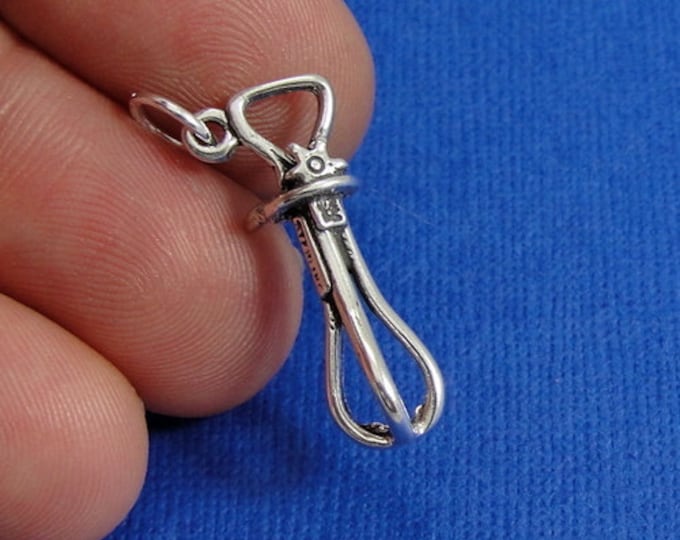 Egg Beater Whisk Charm - Sterling Silver Egg Beater Charm for Necklace or Bracelet