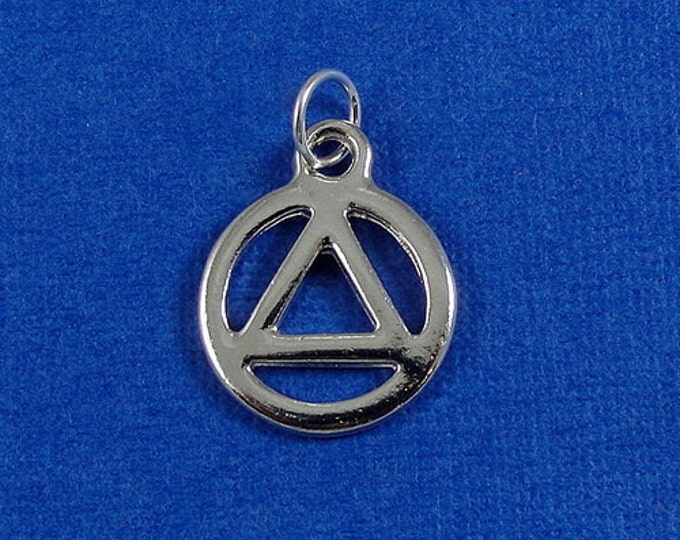 AA Recovery Charm - Silver Plated Recovery Symbol Charm for Necklace or Bracelet