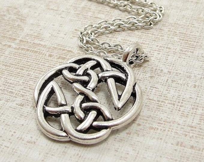 CLOSEOUT - Celtic Knot Necklace, Silver Celtic Knot Pendant on a Silver Cable Chain