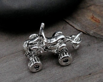 Silver ATV Charm, 4-Wheeler Charm, Quad Bike Charm, Four-Wheeler Charm, Offroading Charm, ATV Bracelet Charm, 3D ATV Pendant