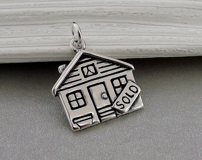 Sold House Charm, 925 Sterling Silver Realtor Charm, Homeowner Charm, Bracelet Charm, Necklace Charm, New House Gift, Realtor Gift Jewelry