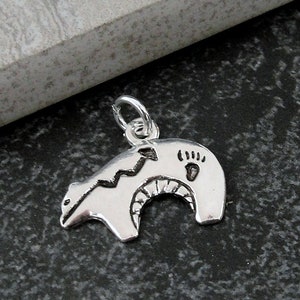 Heartline Bear Charm, Silver Heartline Bear Charm for Necklace or Bracelet, Zuni Bear Charm, Southwestern Bear Charm, Heartline Bear Gift