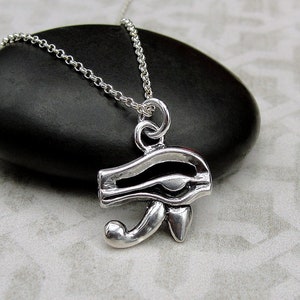 925 Sterling Silver Eye of Horus Ra Necklace, Egyptian Symbol Charm Necklace, Egyptian Eye Charm Necklace, Egypt Charm, Egypt Jewelry
