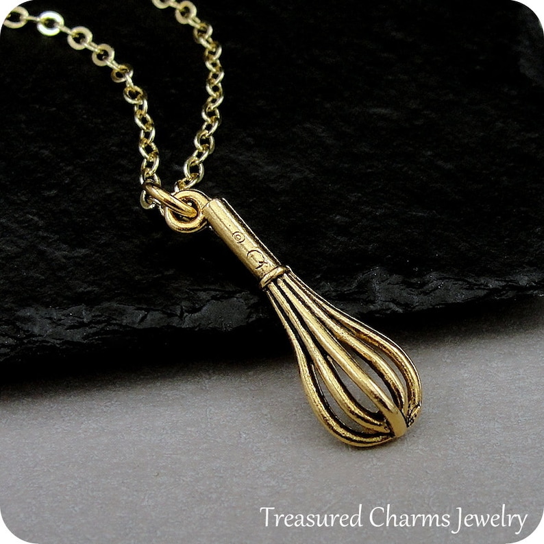 Whisk Necklace Gold Whisk Charm Necklace Baking Necklace Etsy