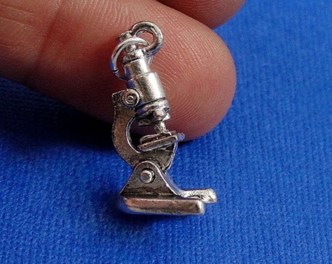 Microscope Charm - Silver Plated Lab Microscope Charm for Necklace or Bracelet