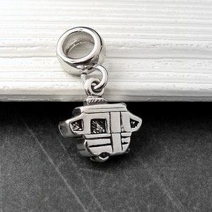 Pop Up Camper European Charm, Sterling Silver Tent Trailer Dangle Charm, 3D Camper Charm with Bail, Camping Charm, Camper RV Charm Gift