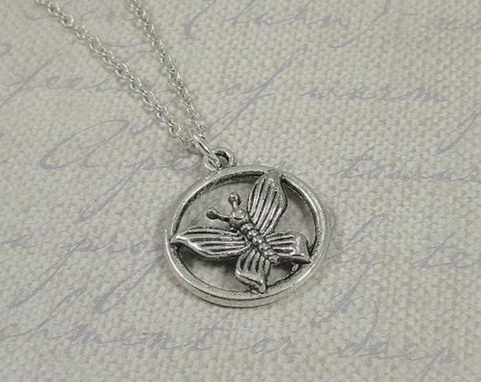 Butterfly Necklace, Silver Butterfly Charm on a Silver Cable Chain