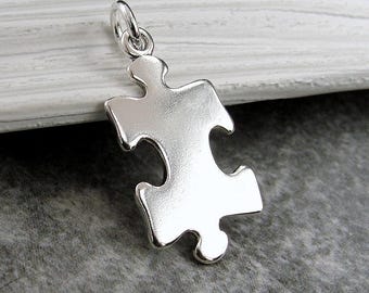 Puzzle Piece Charm, 925 Sterling Silver Jigsaw Puzzle Charm, Game Piece Charm, Autism Awareness Charm, Autism Symbol Charm