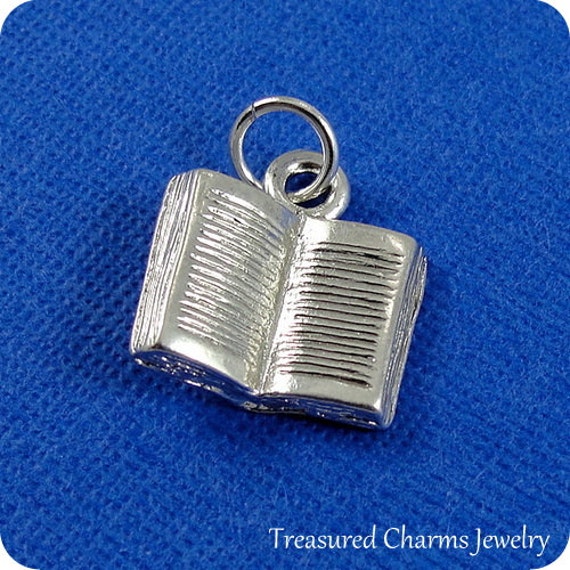 Open Book Charm Silver Plated Open Book Charm for Necklace or