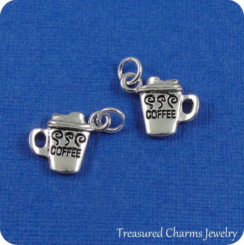 Coffee Mug Charm Silver Coffee Mug Charm for Necklace or Bracelet image 2