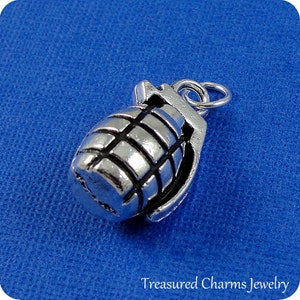 Hand Grenade Charm - Silver Plated Hand Grenade Charm for Necklace or Bracelet