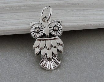 Owl Charm, Silver Night Bird Charm for Necklace or Bracelet, Owl Gift, Owl Jewelry