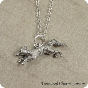 Running Fox Necklace, Silver Fox Charm on a Silver Cable Chain image 1