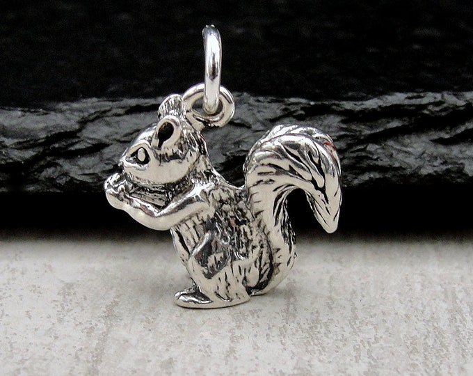 Squirrel Charm - Sterling Silver Squirrel Charm for Necklace or Bracelet